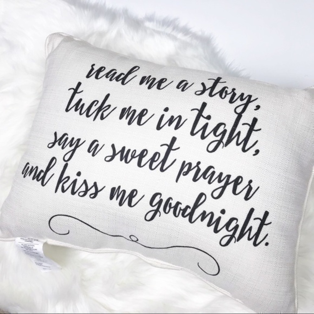 Black and white text accent pillow